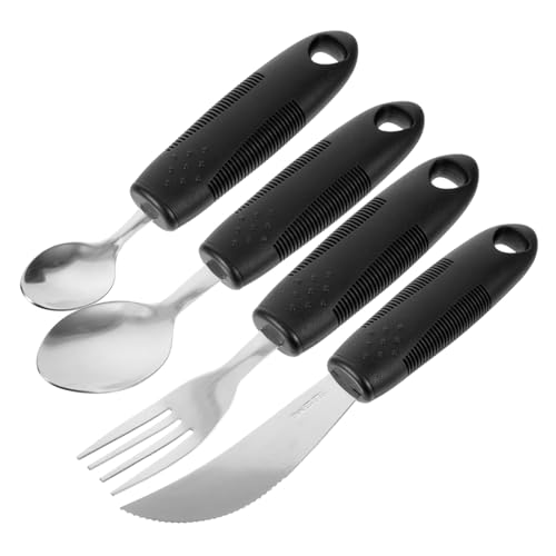 HAPINARY Adaptive Utensils Set for Elderly Non Slip Tremble Proof Tableware with Fork Spoon and Rocker Knife Ideal for Living and Disabled Seniors