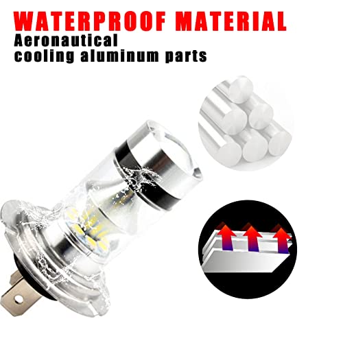 Cueclue Pack-2 H7 Led Car Fog Light Bulb, 12V 100W High And Low Beam, 7500K 360° Beams Car Headlight For Most Cars Suvs Trucks (White) #TOP5