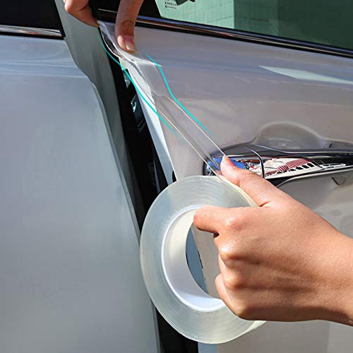 Autofolie 5D Carbon Fiber Nano Kleber Auto Aufkleber Schutzfolie Türkantenschutz Auto Kofferraum Türschwelle Ganzkörperaufkleber Vinyl Zubehör Auto Folie(Carbon Black,7CM_5METERS)