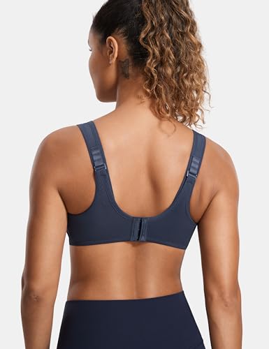 Image of SYROKAN Women's Max Control Underwire Sports Bra High Impact Plus Size with Adjustable Straps Unlined Bra