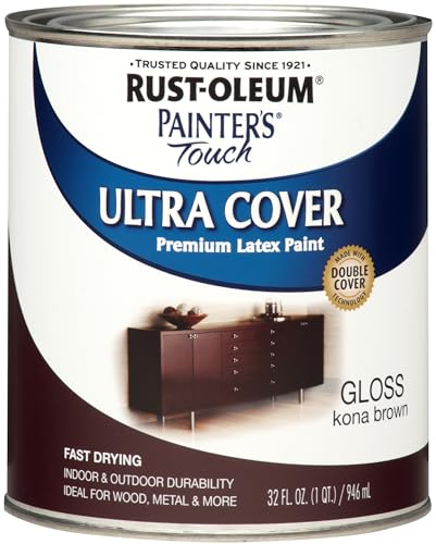 Rust-Oleum Brush On Enamel Paint 1977502 Painters Touch Latex, 1-Quart, (Pack of 1), Gloss Kona Brown, 32 Fl Oz