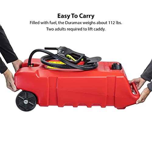 Scepter Duramax 14 Gallon Wheeled Utility Transfer Tank with Manual Pump, Red – Portable Rolling Container with 10-Foot Hose for Equipment, Tractors, Boats, Jet Skis, ATVs and Jobsite Transport
