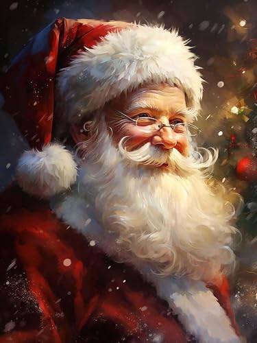SKRYUIE 5D Santa Claus Diamond Painting Kits 16x20 inch - DIY Diamond Art Kits for Adults Christmas, Full Round Drill - Crystal Cross Stitch - Adults Craft for Wall & Office Decor