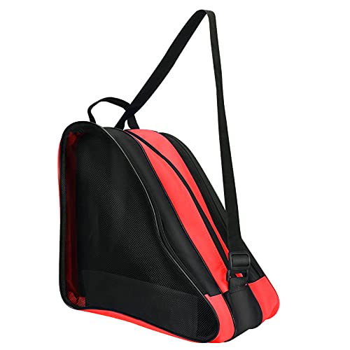 Image of Roller Skate Bag, Breathable Ice-Skating Bag Shoulder and Top Handle Oxford Cloth Skating Bag for Women Men and Adults Roller Skate Accessories (Red)
