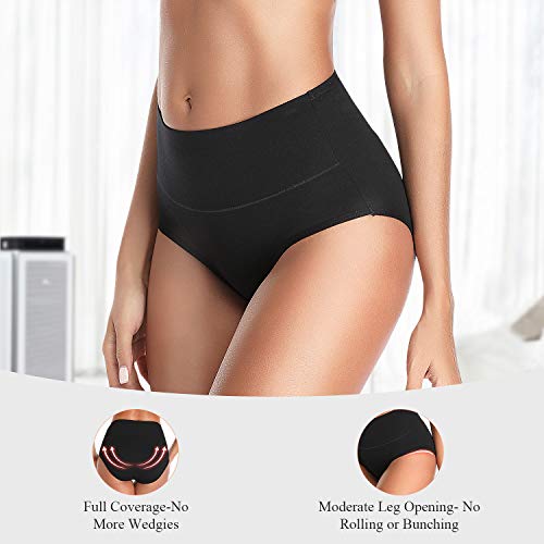 Image of Womens Underwear,Cotton Mid Waist No Muffin Top Full Coverage Brief Ladies Panties Lingerie Undergarments for Women Multipack