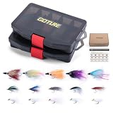 Goture Fly Fishing Flies Kit, Baitfish Streamer, Wounded Minnow, Crazy Charlie, Hand-Tied Bonefish Fly Fishing Lures for Trout Bass Steelhead Salmon, Included Tackle Box, Gifts for Men