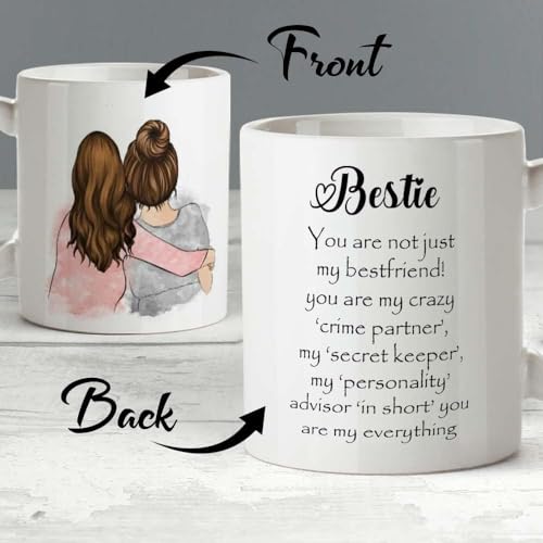 Image of Funny Bestie with Friendship Quotes Printed 325 ml Ceramic Coffee Mug /Tea Cup Gift for Girls, Best Friends, Sister Mom, Wife, Girlfriend 325 ml (Best Friend-1)