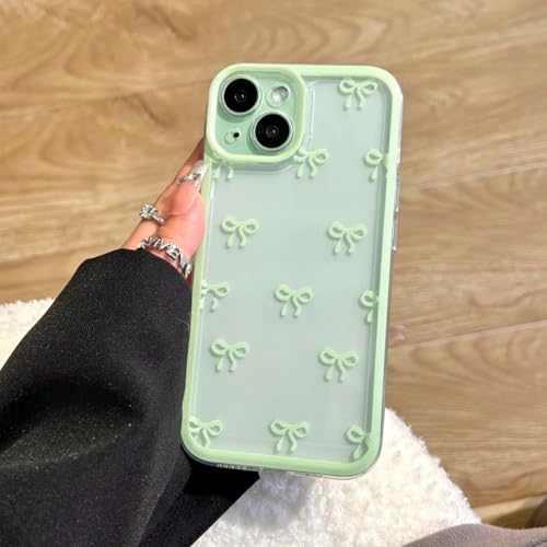 Coque iPhone 14 Plus motif ruban vert mignon pour le quotidien style