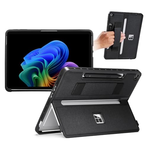 CoBak Rugged Case for Microsoft Surface Pro 12 2025 Shockproof Protective Cover with Hand Strap Multi-Angle Kickstand Built-in Stylus Holder Compatible with Type Cover Keyboard