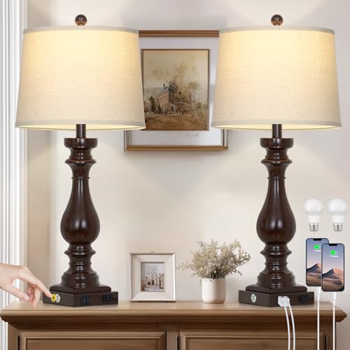 Cinkeda 29" Tall Farmhouse Table Lamp for Living Room Set