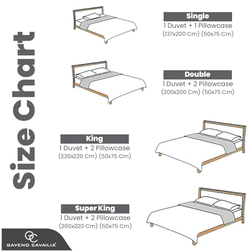 GC GAVENO CAVAILIA Luxury Denim Check Bedding Set - Tartan Duvet Cover with Matching Pillowcases, Polyester-Cotton, Grey, King