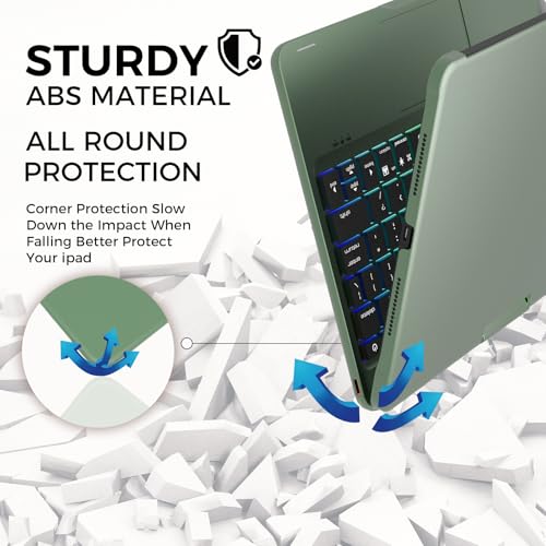NOKBABO for iPad 10th 11th (A16) Generation Case with Keyboard, iPad Air 11 inch case (M4/M3/M2), Keyboard for iPad Pro 11 (4th/3rd/2nd/1st) & iPad Air 5/4, Trackpad, 360° Swivel, Backlit - Dark Green by NOKBABO - Image 5