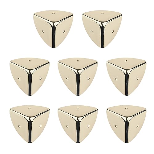 Image of Dnyta 8 Pcs Metal Box Corner Protectors, 1.5 inchx1.5 inchx1.5 inch Gold Furniture Corner Guard Cabinet Decorative Corner Protectors Edge Guard