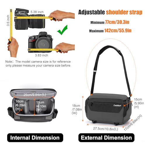 Bolso compacto para cámara tipo sling gris oscuro miniatura 2
