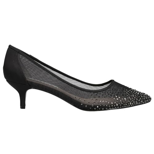 NINA Womens Sofie Rhinestone Pointed Toe Kitten Pumps Dress Casual Low Heel 1-2