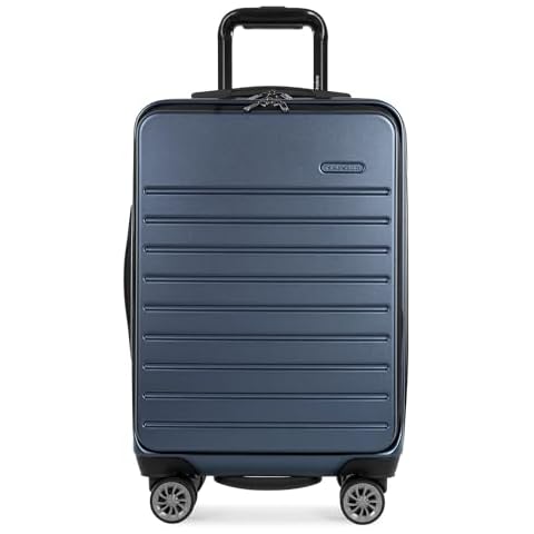 Traveler's Choice Mykel Front Pocket Polycarbonate Hardside Suitcase with Sleeve and Ergonomic Handle, Navy, Carry-On 22-Inch Cover