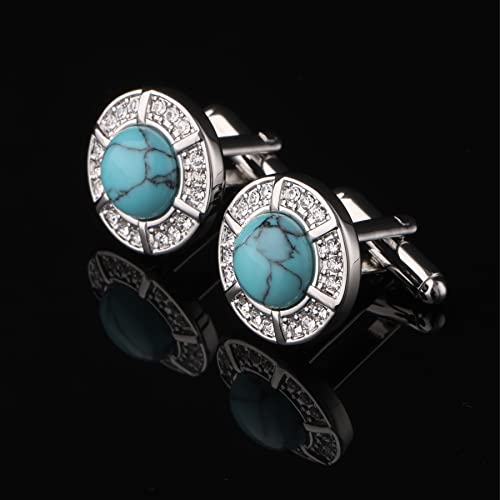 Sogee Light Blue Turquoise Cufflinks For Men Elegant Handmade Stone Mens Cuff Links For Wedding Party Unique Gift #TOP5