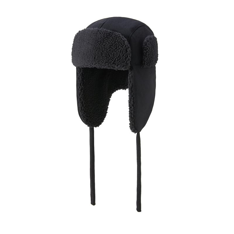Lista de Gorros de aviador para Mujer - los preferidos. 40 Sombrero de trampero unisex Ushanka ruso para mujer, gorro de forro polar Sherpa grueso, con solapa para las orejas, gorra de aviador para senderismo, esquí, Negro -, Medium-Large