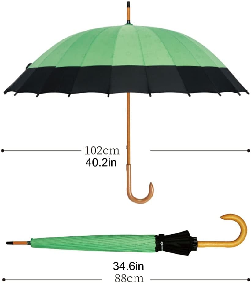 Golf Umbrella for Outdoor Green Extra Large Umbrella with Wood Handle Chinese Style Stick Umbrella for Women and Man Golf Umbrella for Adults Men Women
