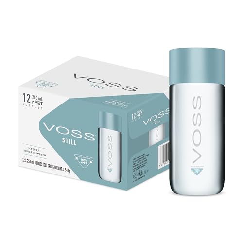 VOSS Premium Mineral Water 250ml x 12-100% RPET Water Bottle - Pure Drinking Still Water with Unique & Iconic Bottle Design