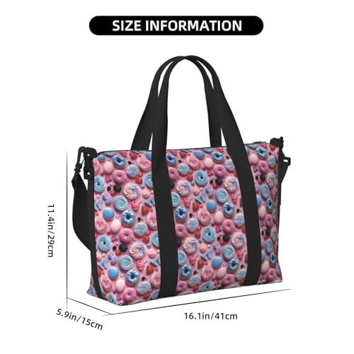 Travel Duffle Bags For Women Men - Cartoon Donut Cake Print Personal Item Weekender Overnight Gym Carry On Airport Tote Bag With Strap For Yoga, Travel, Business Trips2