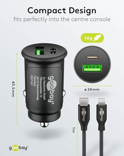 Cargador de coche USB C Goobay que soluciona la batería baja al conducir 3
