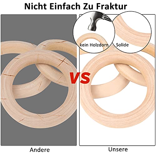 Holzringe, 20 Stück Makramee Holzring Hölzern, Natürlich Holz Ringe, Holzringe Zum Basteln Baby, Upgrade Naturholzringe, Holz Beißringe Kreis für DIY Schmuck, Handwerk (20/30/40/50/60mm)