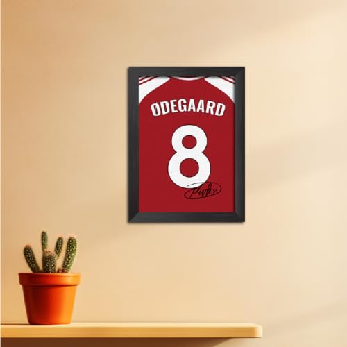 Image of TenorArts Martin Odegaard Poster Frame Arsenal Jersey Laminated Photo Print Signature Framed Painting with Matt Finish Black Texture (12 inches x 9inches)