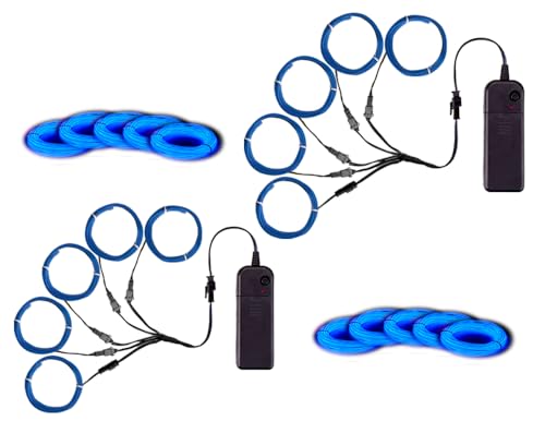 Image of MaxLax EL Wire, Portable Neon Lights EL Wire 5 in 1 Meter, Electroluminescent Wire for Halloween Decoration, Christmas Party, Blacklight Run,DIY Decoration (Blue, 2Pack 5 in1M)