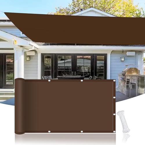 Voile d'ombrage rectangulaire marron 120x130cm en polyester imperméable - 2
