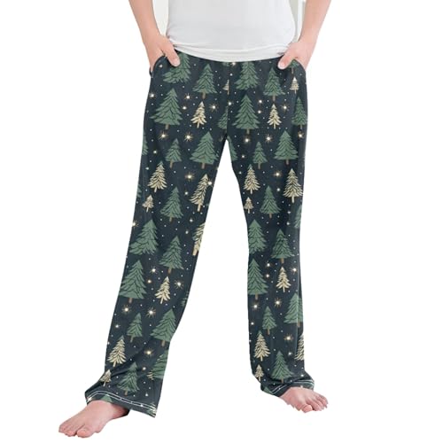 Christmas Tree Xmas Long Pajama Pants Elastic Waist PJ Bottoms with Pockets S A111562