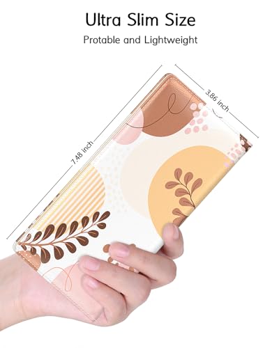 Image of Nipichsha Womens Wallet, RFID Slim Wallets for Women, Thin Ladies Credit Card Holder Purse, Cute Leather Bifold Clutch Billfold with 11 Card Slots & ID Window, Tropical Leaf