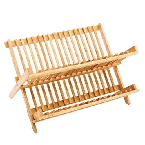 Escurreplatos plegable de madera para camping, jardín y actividades al aire libre 6