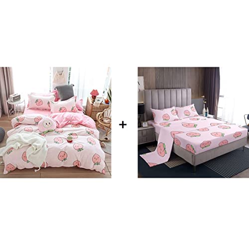 Erosebridal Cute Bedding, Peach Duvet Cover + Cartoon Bed Sheets Full Size #TOP8