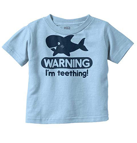 Warning I'm Teething Funny Shark Youth T Shirt Tee Boys