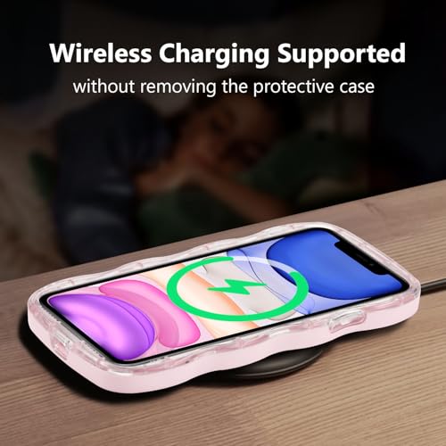 Coque iPhone 11 rose vagues esthétique fleur silicone souple