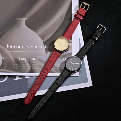 Correa de reloj de piel auténtica Ayadoo con sofisticado relieve de cocodrilo 6