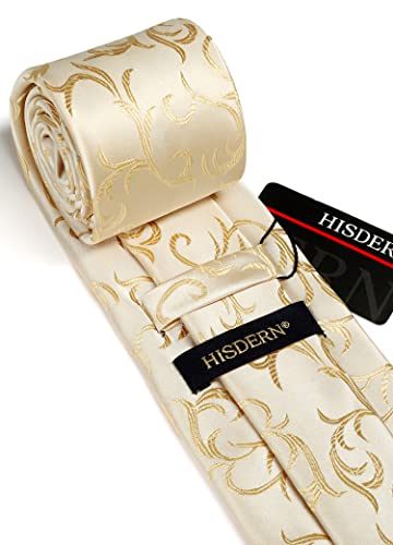 Image of HISDERN Ties for Men Paisley Floral Tie Handkerchief Classic Woven Business Formal Necktie and Pocket Square Set Wedding
