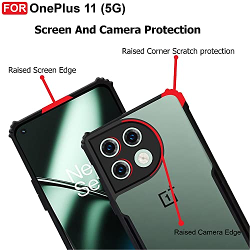 Image of CEDO Backcover for OnePlus 11 (5G) | Camera Protection Shockproof Bumper-Edge | Acrylic Crystal Clear 360 Degree Protection TPU+PC | Transparent Eagle Back Case Cover (Black)