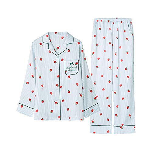 YL Pijamas para Mujer Pijama Four Seasons Traje Estampado de Fresa para...