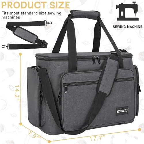 Image of Sewing Machine Carrying Case with Multiple Storage Pockets Large Capacity, Universal Tote Storage Bag Compatible with Most Standard Singer, Brother, Janome