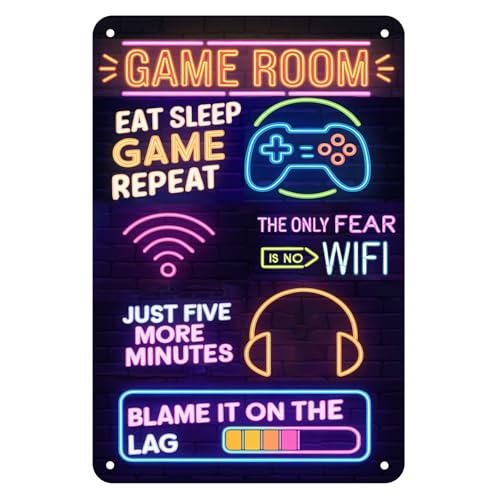 Funny Gamer Sign Printed Neon Gamer Gifts for Boys,Bedroom Gaming Room Accessories,Gamer Wall Art Door Hanging Decor Pictures and Plaques(20 * 30cm)