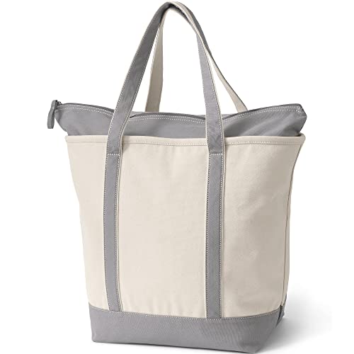 Image of Lands' End Zip Top Long Handle Canvas Tote Bag