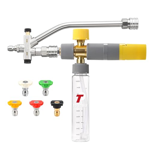 Image of Tool Daily Foam Cannon Dual Connector, Mini Foam Cannon for Pressure Washer, 5 Power Washer Spray Nozzle Tips, 1 /4 Inch Quick Connect