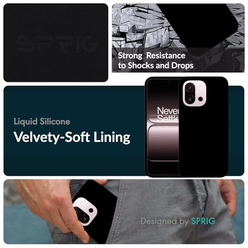 Image of SPRIG Compatible with OnePlus 13s Premium SilkTone Back Cover Drop Tested Shock Proof Mobile Case for Men, Women, Boys and Girls with Camera Protection (Black)