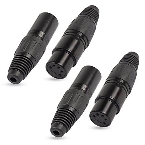 Image of XMSJSIY 5 Pin XLR Female Plugs Connectors, Audio Mic Microphone Connector, Cable Ends Replacement F-Plug Audio Socket - 4PCS