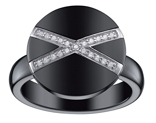 Ceranity - 1-12/0066-N-52 - Bague Femme - Cercle - Argent 925/1000 1.78 gr - Céramique - Oxyde de zirconium - Noir/Blanc - T 52