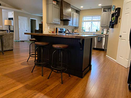 Lokkhan Industrial Bar Stool-Vintage Adjustable Swivel Metal Wood Stool-Rustic Farmhouse Bar Stool-Cast Iron-26-32.3 Inch Kitchen Counter Height-Bar Height (Silver(2Pcs)) #TOP2