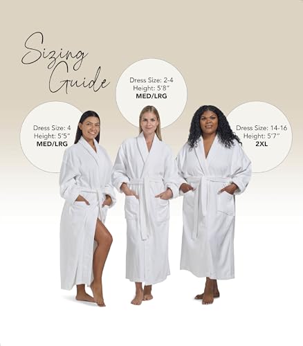 Terry Cloth Bathrobe by BOCA TERRY, Luxury Robe for Women, Plush White Cotton Hotel Spa Robes, M/L & 2X3
