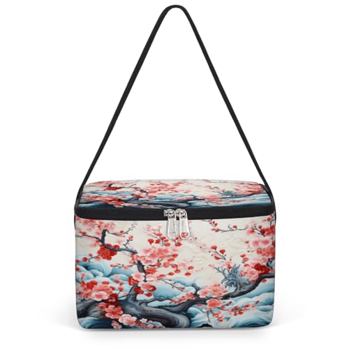 GzLeyigou Beauty Flowers Lunch Bags for Women Men 9 Cans, Hot & Cold Food Delivery Bag Insulated Grocery Bag Insulated Lunch Box Flower Cooler Bag for Office Work Picnic Beach